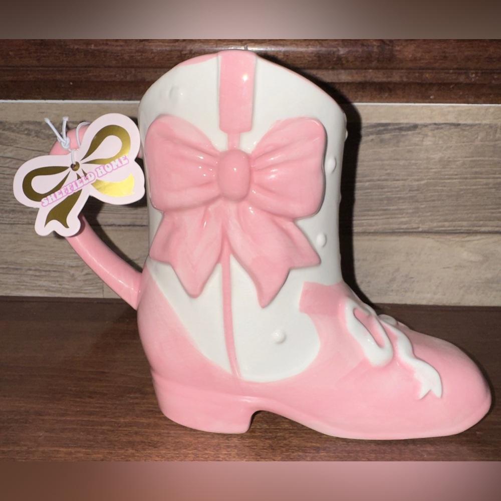 Super Cute 🥰 Pink Cowboy Ceramic Boot 👢 Hand Painted Mug by Sheffield Home - NEW